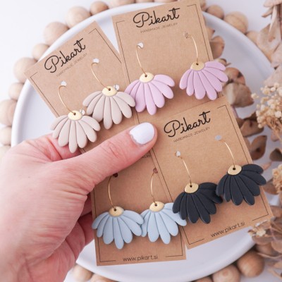 Viseči uhani marjetice - cvetlični zlati uhani