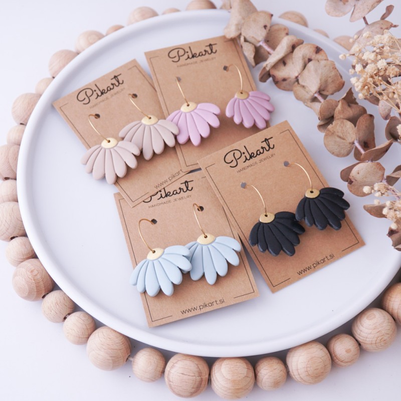 Viseči uhani marjetice - cvetlični zlati uhani