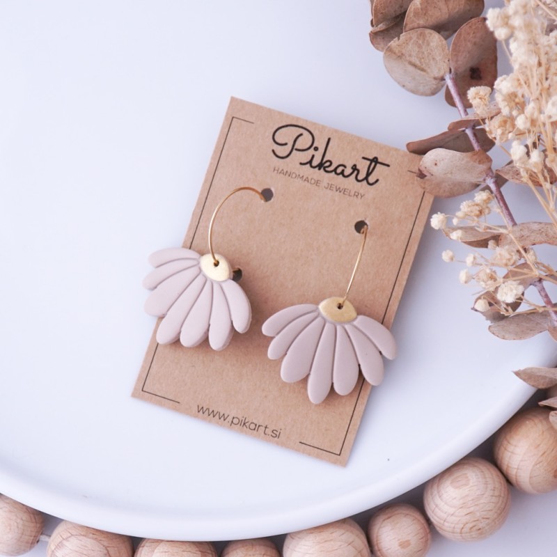 Viseči uhani marjetice - cvetlični zlati uhani