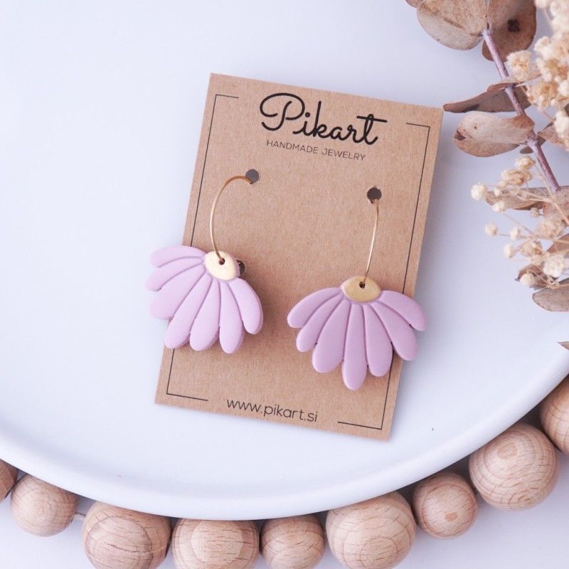 Viseči uhani marjetice - cvetlični zlati uhani