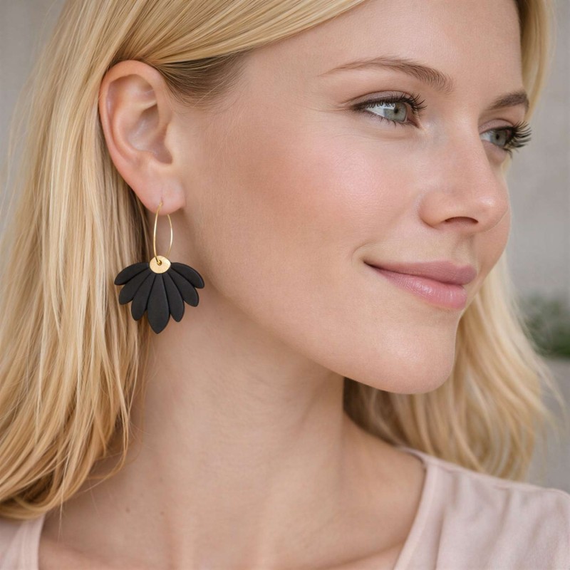 Viseči uhani marjetice - cvetlični zlati uhani