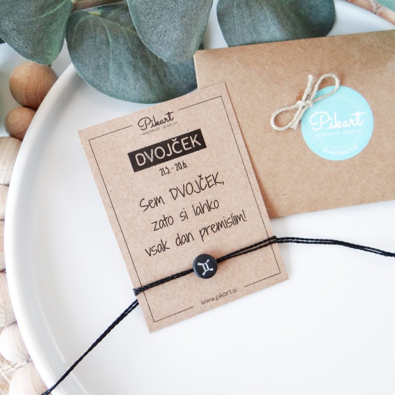 Zodiak zapestnica z astrološkim znakom DVOJČEK