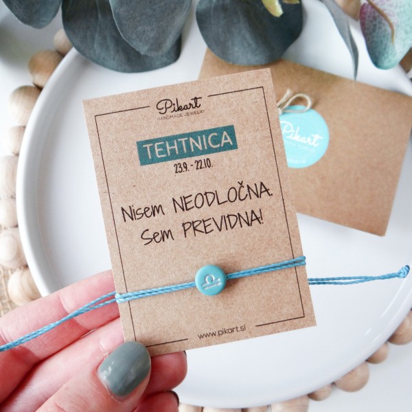 Zodiak zapestnica z astrološkim znakom TEHTNICA