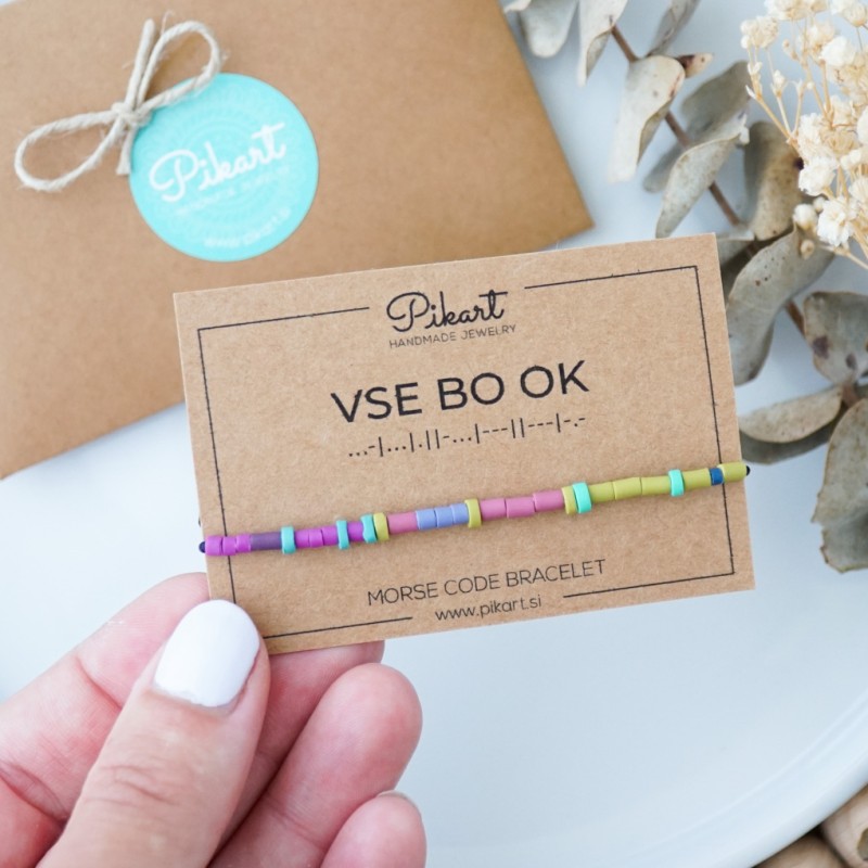 Pisana personalizirana zapestnica z napisom v Morsejevi abecedi