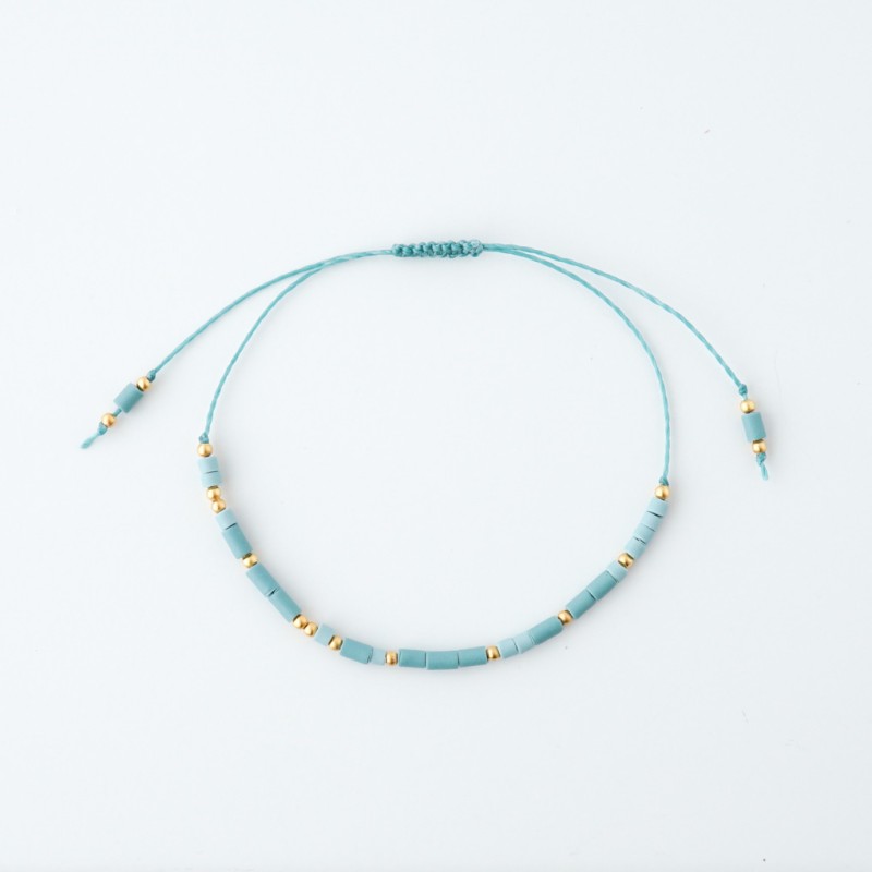 Turkizno zlata personalizirana zapestnica z napisom v Morsejevi abecedi