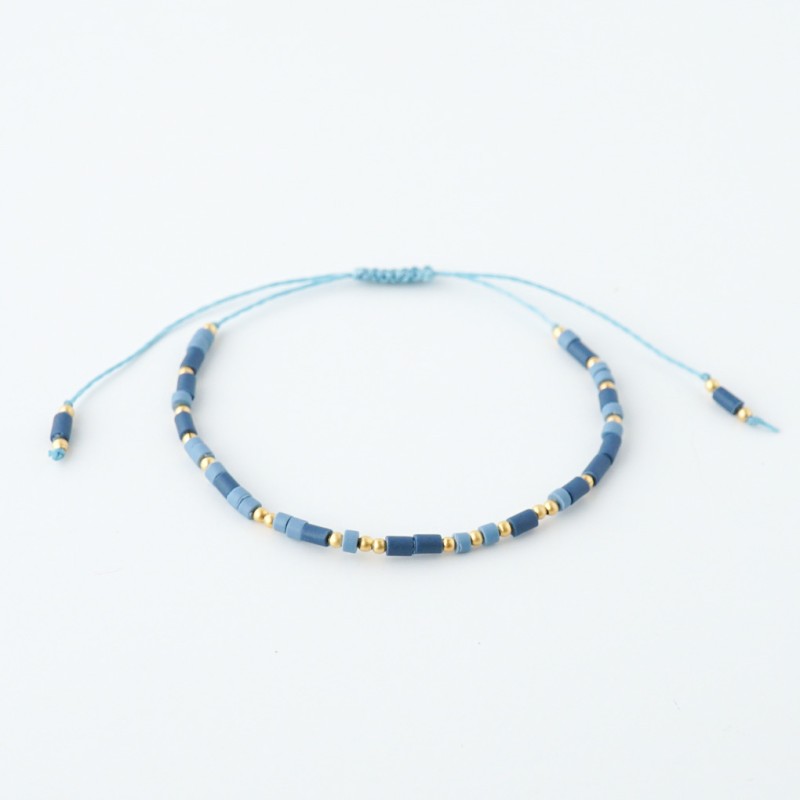 Modro zlata personalizirana zapestnica z napisom v Morsejevi abecedi