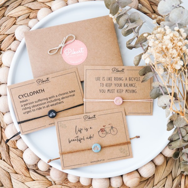 Ženska in moška zapestnica kolo - Darilo za ljubitelje kolesarstva