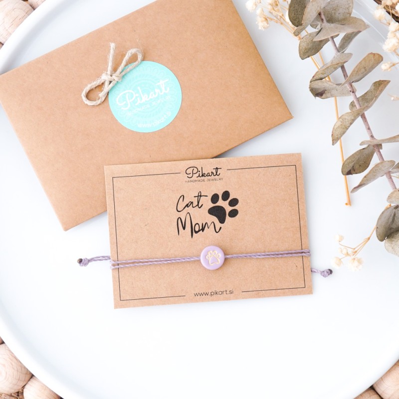 Zapestnica tačke s kartico »Cat mom«