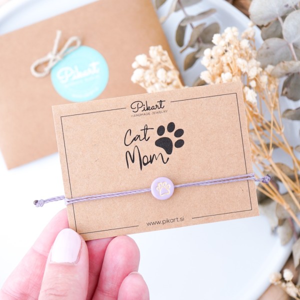 Zapestnica tačke s kartico »Cat mom«