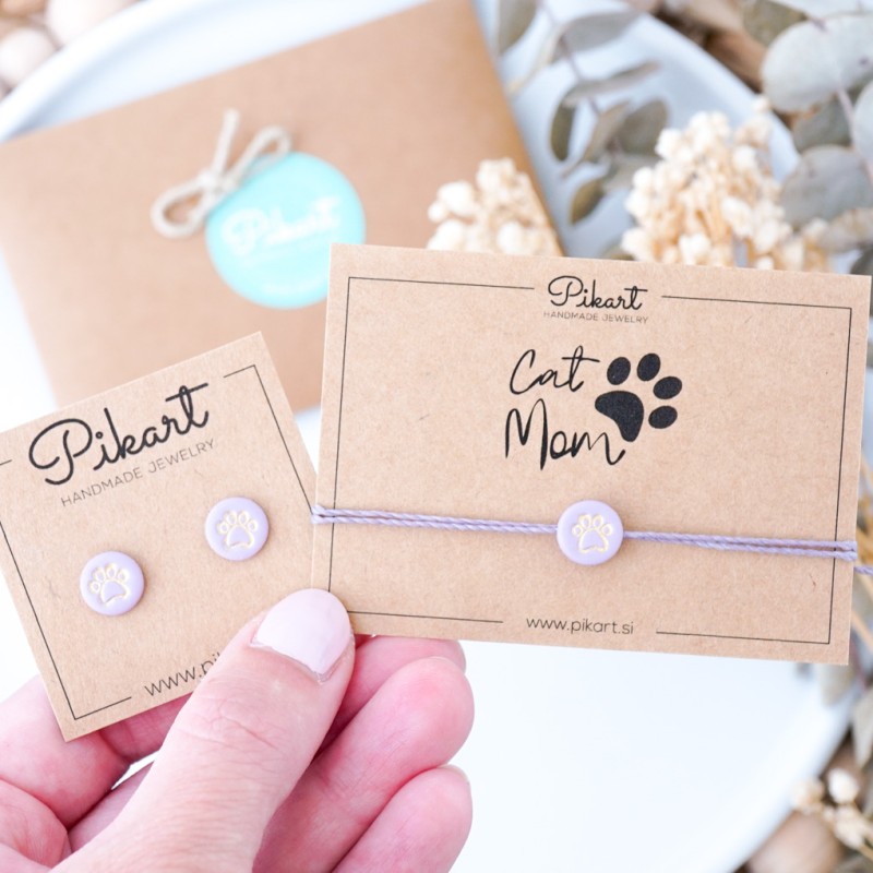 Zapestnica tačke s kartico »Cat mom«